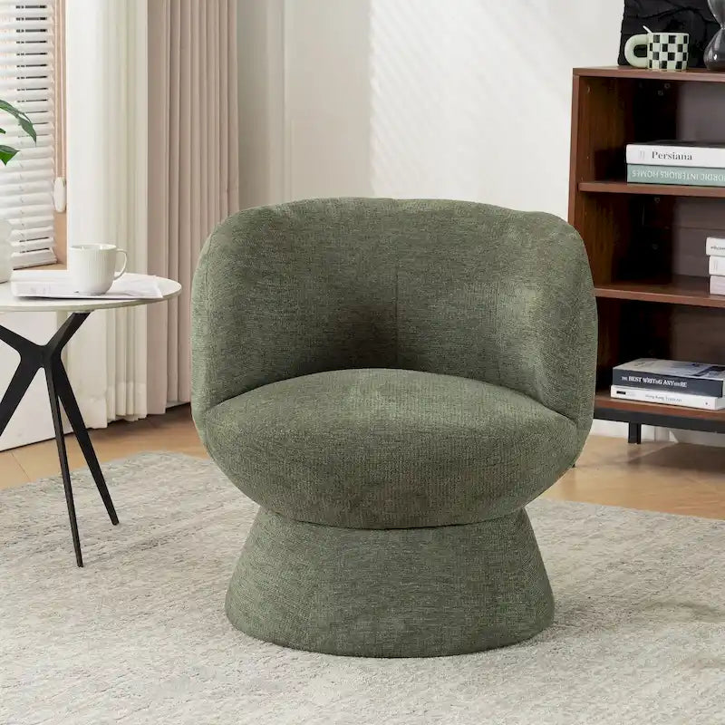 Ensemble de 1 fauteuil pivotant de style moderne en tissu bouclé