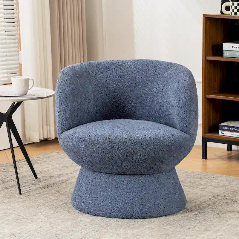 Ensemble de 1 fauteuil pivotant de style moderne en tissu bouclé