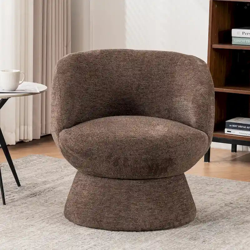 Ensemble de 1 fauteuil pivotant de style moderne en tissu bouclé