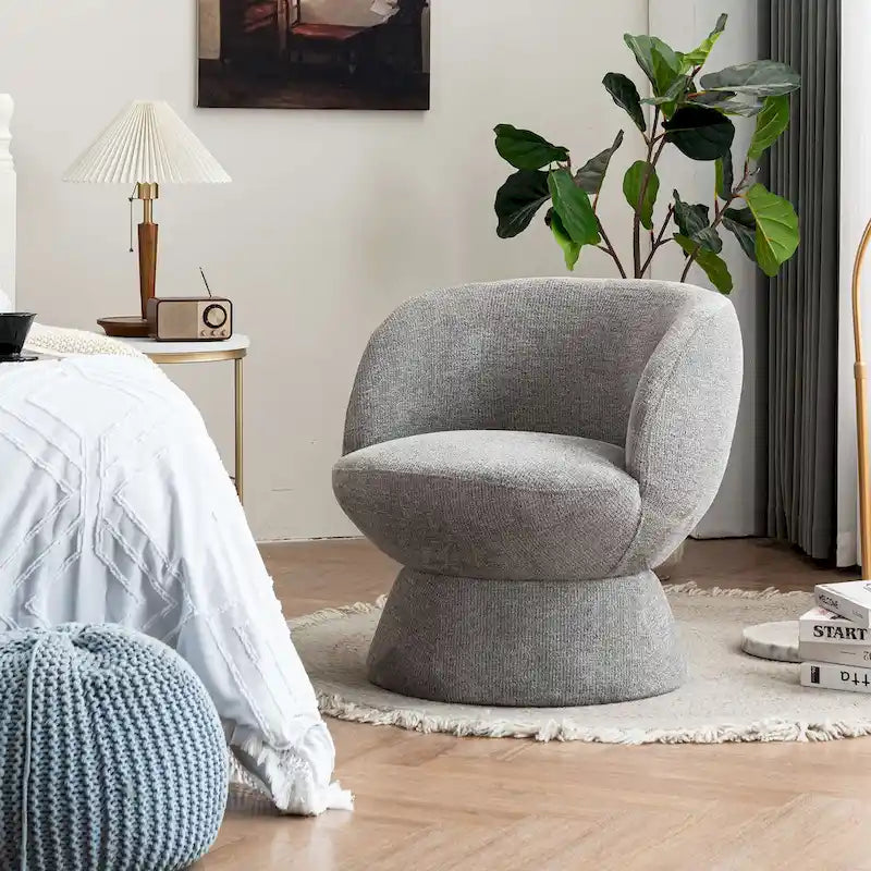 Ensemble de 1 fauteuil pivotant de style moderne en tissu bouclé