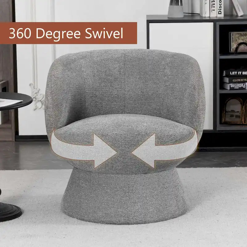 Ensemble de 1 fauteuil pivotant de style moderne en tissu bouclé