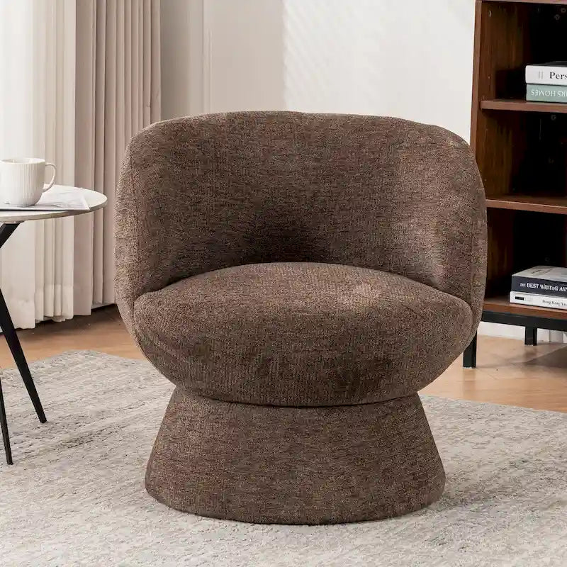 Ensemble de 1 fauteuil pivotant de style moderne en tissu bouclé