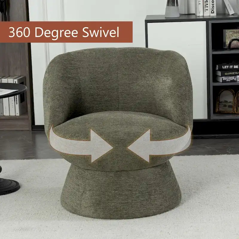 Ensemble de 1 fauteuil pivotant de style moderne en tissu bouclé