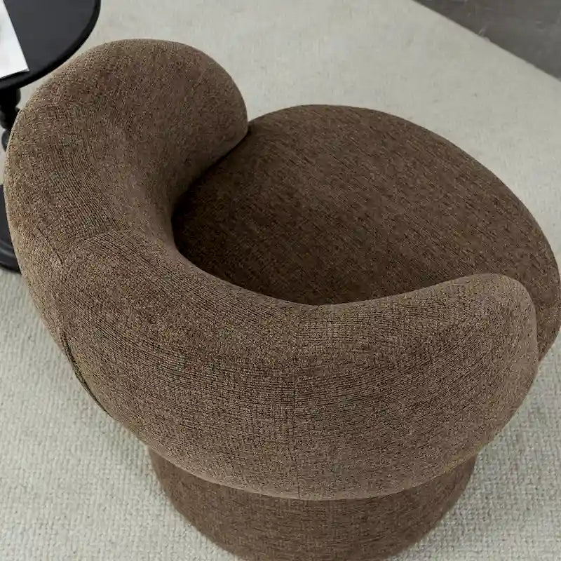 Ensemble de 1 fauteuil pivotant de style moderne en tissu bouclé