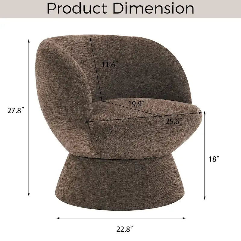 Ensemble de 1 fauteuil pivotant de style moderne en tissu bouclé