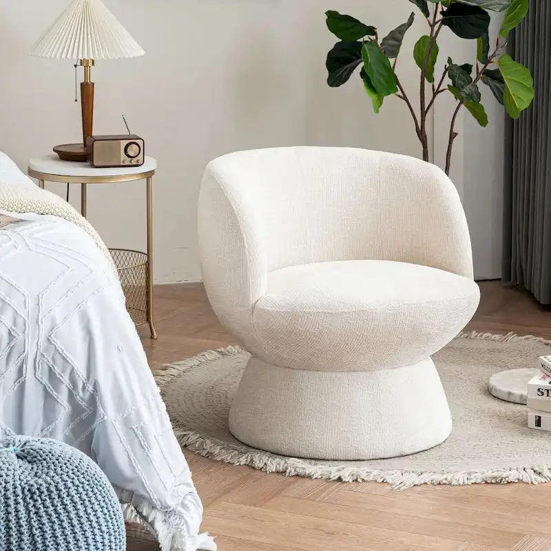 Ensemble de 1 fauteuil pivotant de style moderne en tissu bouclé