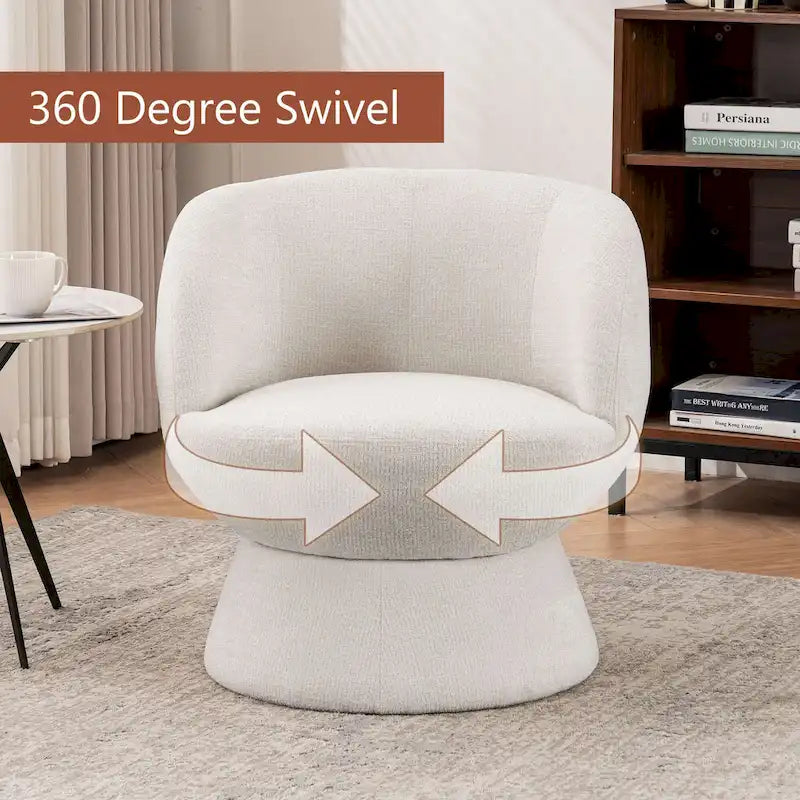 Ensemble de 1 fauteuil pivotant de style moderne en tissu bouclé