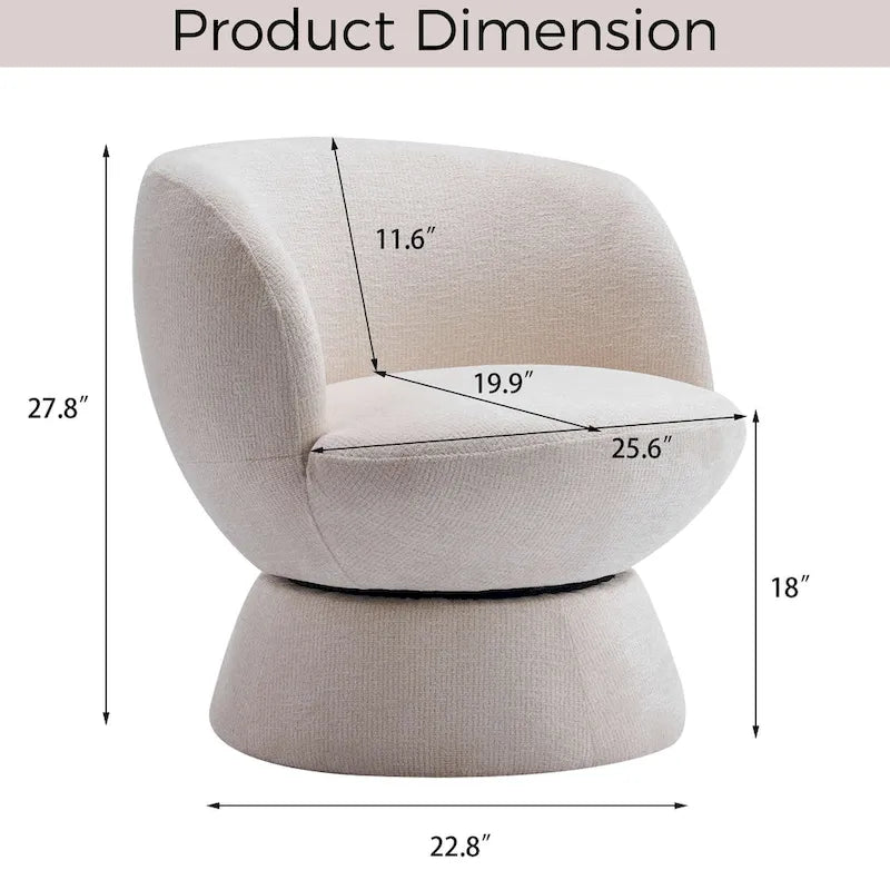 Ensemble de 1 fauteuil pivotant de style moderne en tissu bouclé