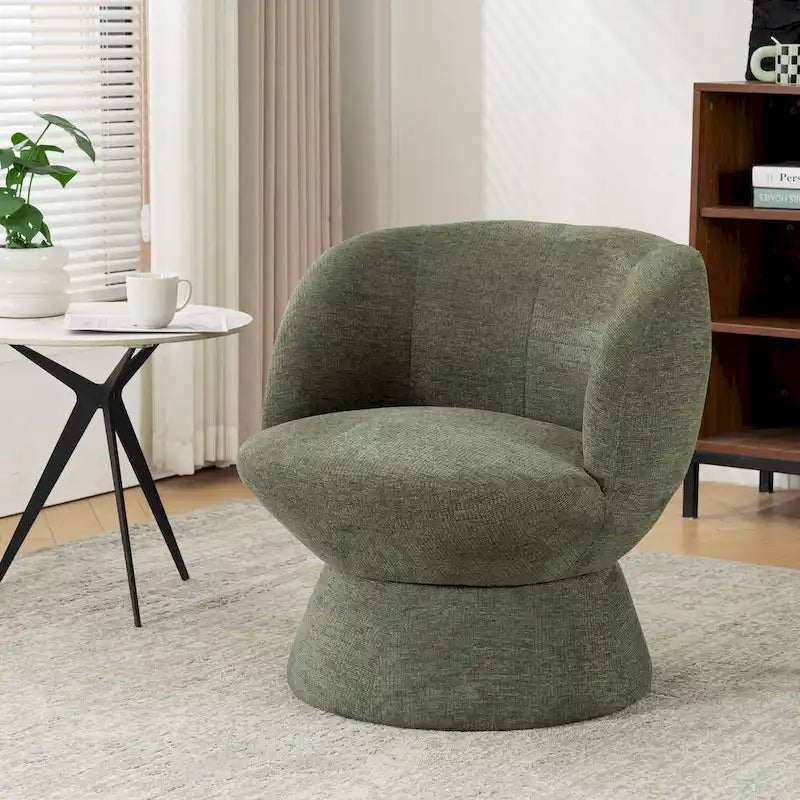 Ensemble de 1 fauteuil pivotant de style moderne en tissu bouclé