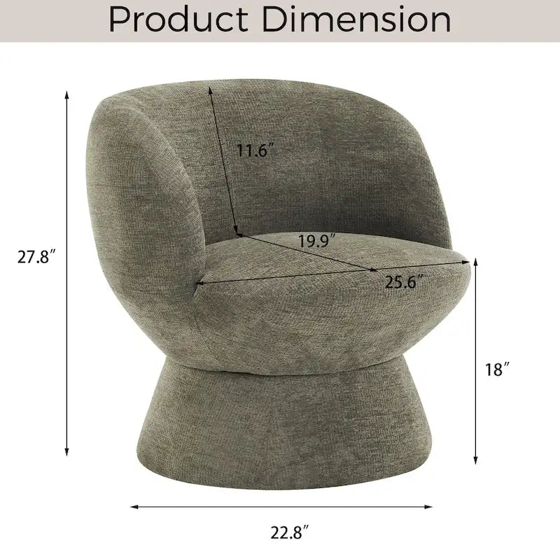 Ensemble de 1 fauteuil pivotant de style moderne en tissu bouclé