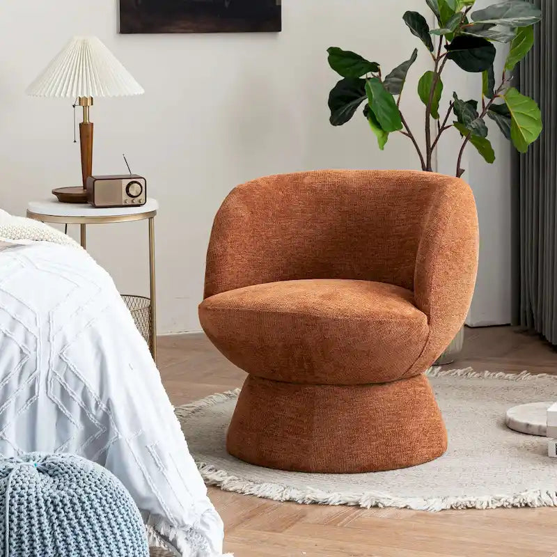Ensemble de 1 fauteuil pivotant de style moderne en tissu bouclé
