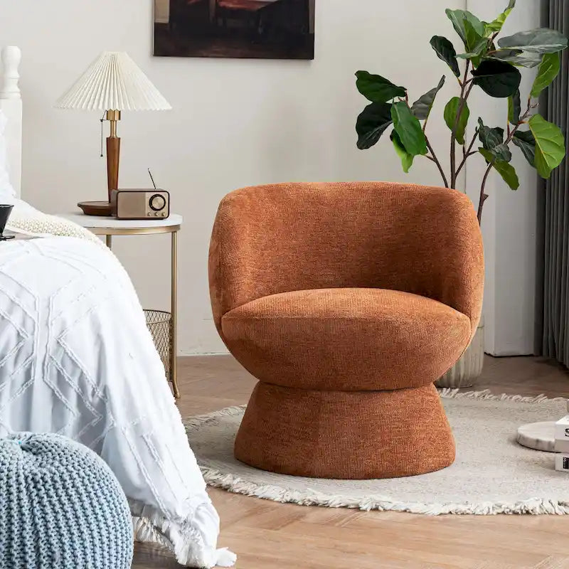 Ensemble de 1 fauteuil pivotant de style moderne en tissu bouclé