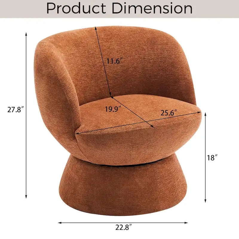 Ensemble de 1 fauteuil pivotant de style moderne en tissu bouclé