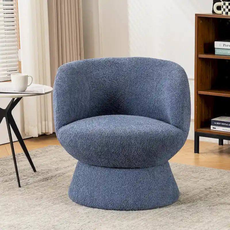 Ensemble de 1 fauteuil pivotant de style moderne en tissu bouclé