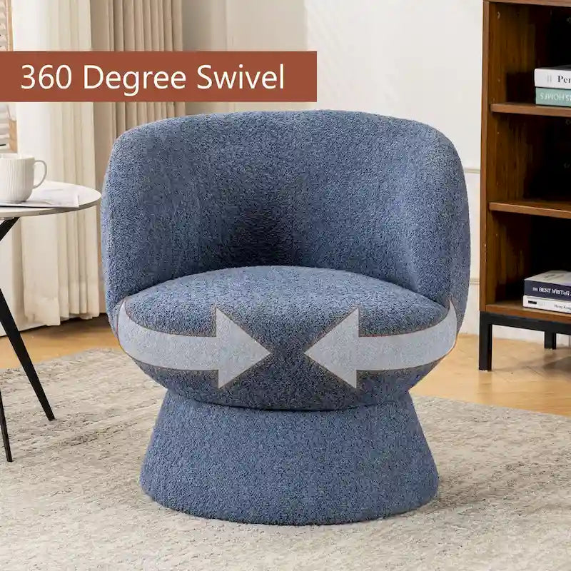 Ensemble de 1 fauteuil pivotant de style moderne en tissu bouclé