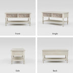 Console vintage en bois massif à 2 tiroirs, très confortable - 80 cm (L) x 30 cm (l) x 76 cm (H)