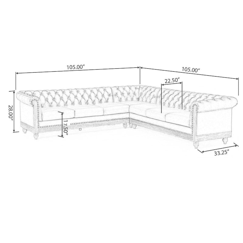 Canapé d'angle capitonné Chesterfield Castalia 7 places par Christopher Knight Home - 114 cm L x 70 cm l x 31,5 cm H
