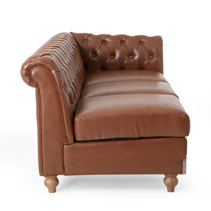 Canapé d'angle capitonné Chesterfield Castalia 7 places par Christopher Knight Home - 114 cm L x 70 cm l x 31,5 cm H