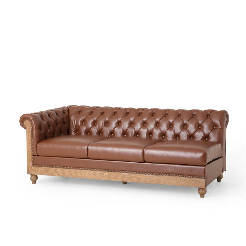 Canapé d'angle capitonné Chesterfield Castalia 7 places par Christopher Knight Home - 114 cm L x 70 cm l x 31,5 cm H