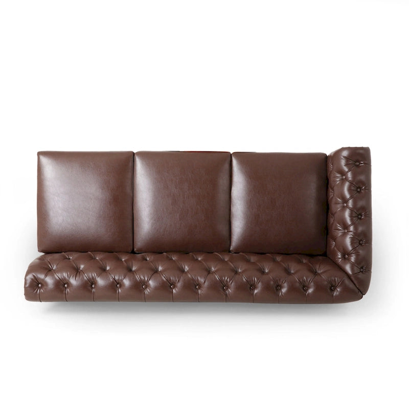 Canapé d'angle capitonné Chesterfield Castalia 7 places par Christopher Knight Home - 114 cm L x 70 cm l x 31,5 cm H