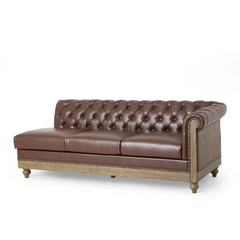 Canapé d'angle capitonné Chesterfield Castalia 7 places par Christopher Knight Home - 114 cm L x 70 cm l x 31,5 cm H
