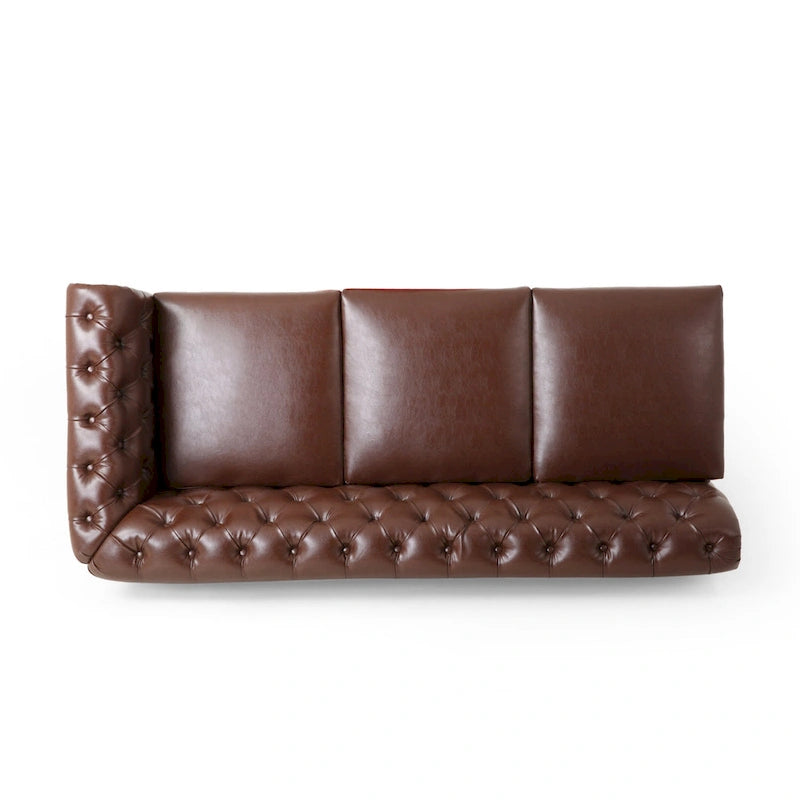 Canapé d'angle capitonné Chesterfield Castalia 7 places par Christopher Knight Home - 114 cm L x 70 cm l x 31,5 cm H