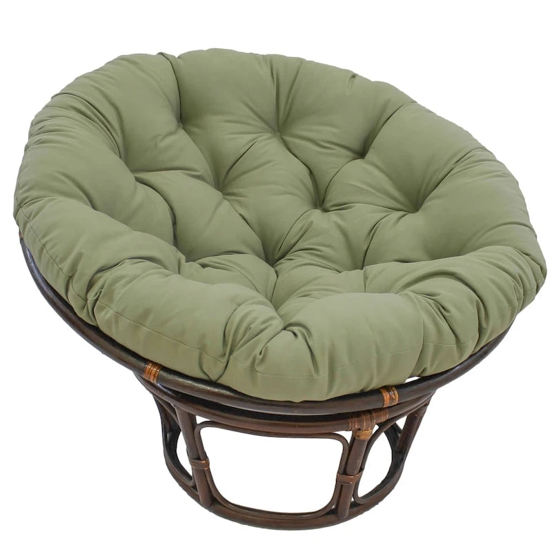 Fauteuil Papasan Bali en rotin de 107 cm avec coussin en sergé