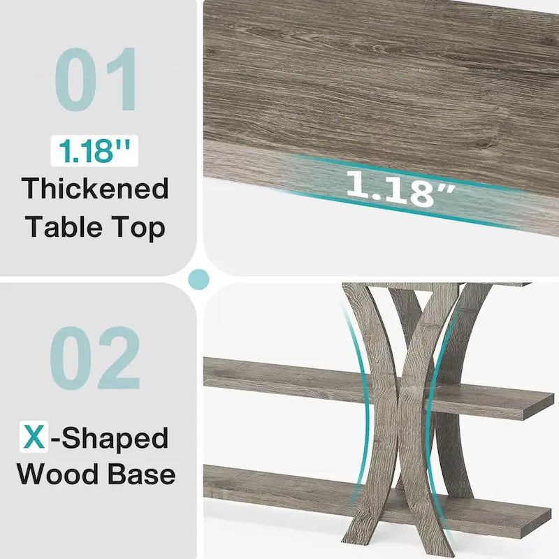Console avec étagère de rangement, table d'appoint de 180 cm de long, idéale pour le salon ou le couloir.