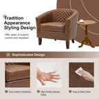 Ensemble de 2 fauteuils d'appoint tonneau en similicuir végétalien avec garniture cloutée