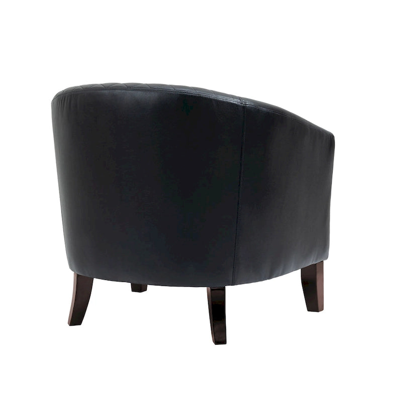 Ensemble de 2 fauteuils d'appoint tonneau en similicuir végétalien avec garniture cloutée