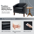 Ensemble de 2 fauteuils d'appoint tonneau en similicuir végétalien avec garniture cloutée