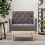 Fauteuil d'appoint capitonné en velours avec pieds dorés