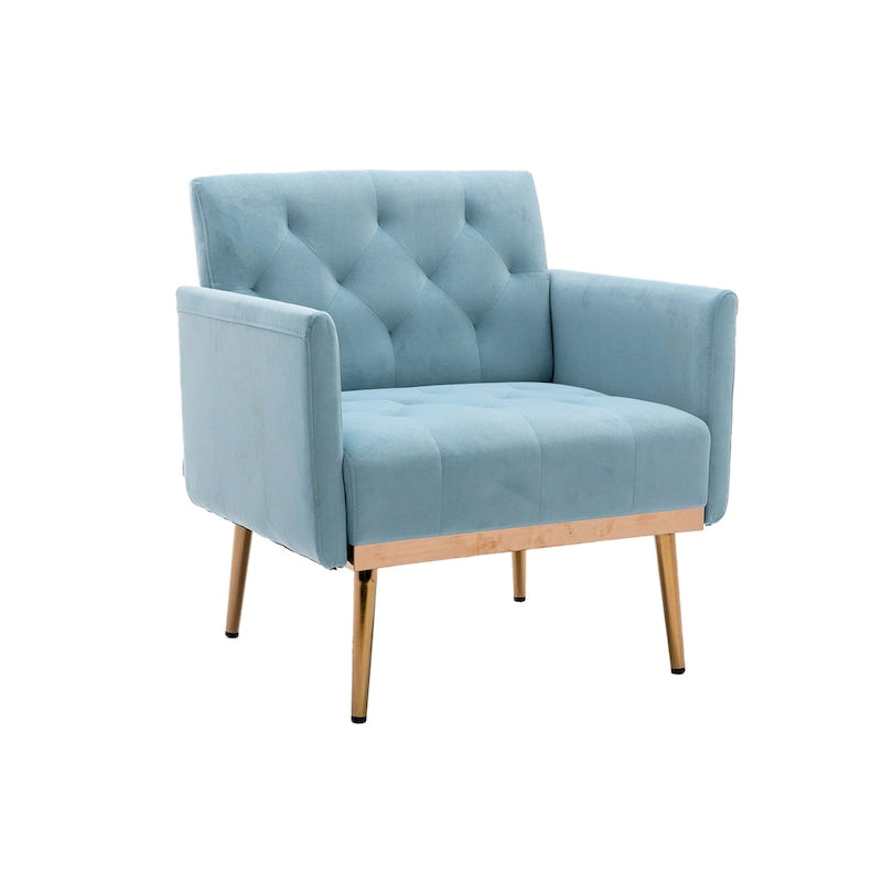 Fauteuil d'appoint capitonné en velours avec pieds dorés