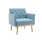 Fauteuil d'appoint capitonné en velours avec pieds dorés