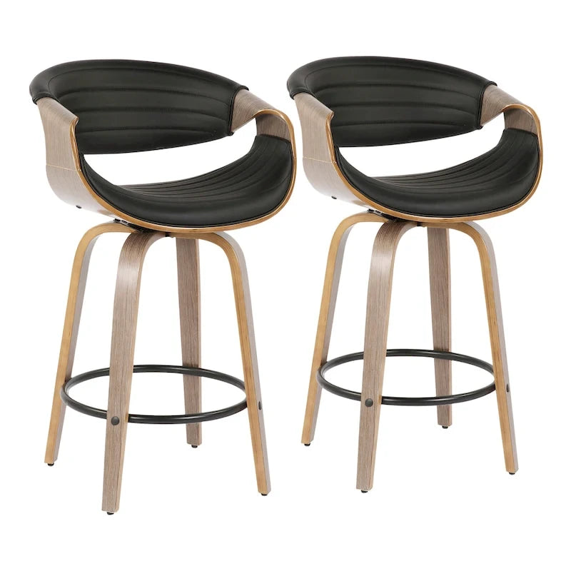 Tabouret de comptoir Carson Carrington Kanteborg 26 à hauteur fixe avec pieds en bois courbé et repose-pieds rond (lot de 2)