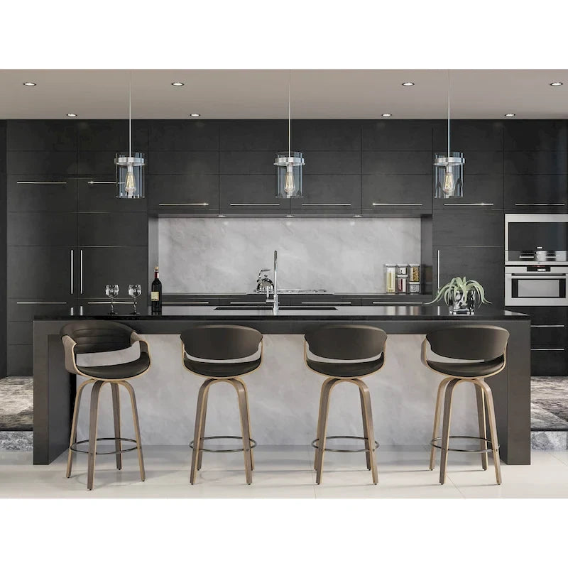 Tabouret de comptoir Carson Carrington Kanteborg 26 à hauteur fixe avec pieds en bois courbé et repose-pieds rond (lot de 2)