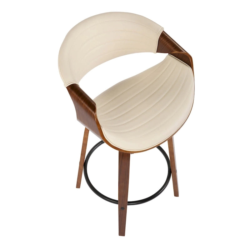 Tabouret de comptoir Carson Carrington Kanteborg 26 à hauteur fixe avec pieds en bois courbé et repose-pieds rond (lot de 2)