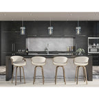 Tabouret de comptoir Carson Carrington Kanteborg 26 à hauteur fixe avec pieds en bois courbé et repose-pieds rond (lot de 2)