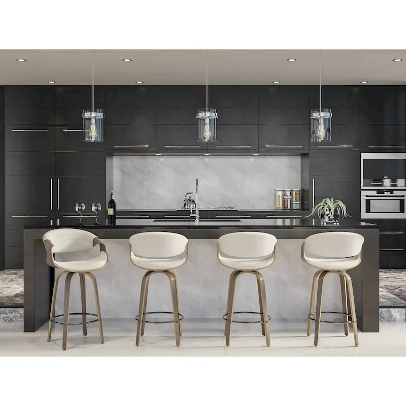 Tabouret de comptoir Carson Carrington Kanteborg 26 à hauteur fixe avec pieds en bois courbé et repose-pieds rond (lot de 2)