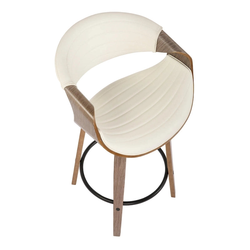 Tabouret de comptoir Carson Carrington Kanteborg 26 à hauteur fixe avec pieds en bois courbé et repose-pieds rond (lot de 2)