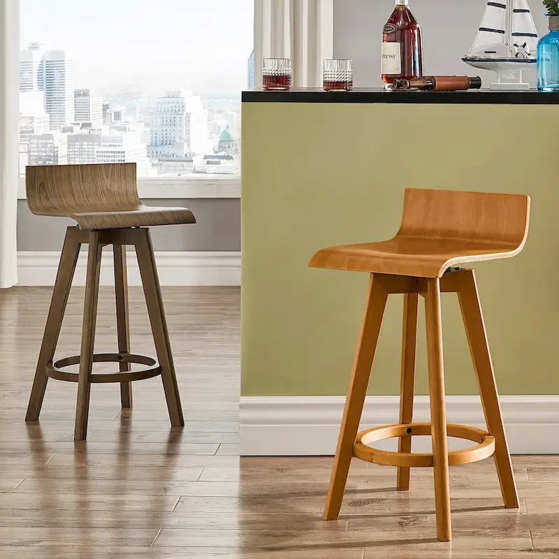 Tabouret pivotant en bois Ellery style moderne du milieu du siècle (lot de 2) iNSPIRE Q Moderne