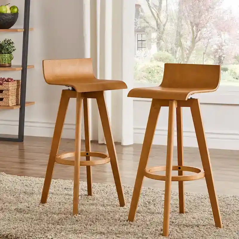 Tabouret pivotant en bois Ellery style moderne du milieu du siècle (lot de 2) iNSPIRE Q Moderne