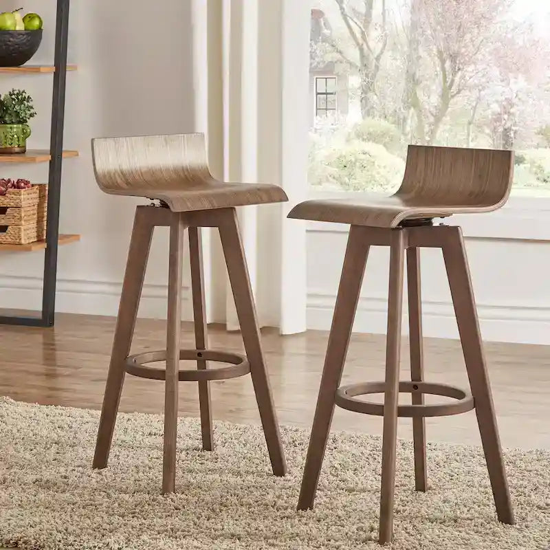 Tabouret pivotant en bois Ellery style moderne du milieu du siècle (lot de 2) iNSPIRE Q Moderne