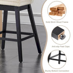 Tabourets de bar/tabourets de comptoir pivotants en velours et bois avec dossier, 26/29 pouces