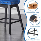 Tabourets de bar/tabourets de comptoir pivotants en velours et bois avec dossier, 26/29 pouces