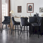 Tabourets de bar/tabourets de comptoir pivotants en velours et bois avec dossier, 26/29 pouces