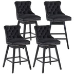 Tabourets de bar/tabourets de comptoir pivotants en velours et bois avec dossier, 26/29 pouces