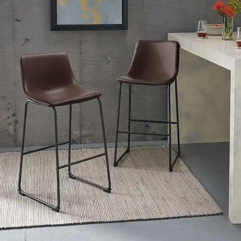 Tabourets de bar vintage BOSSIN en similicuir, 76 cm (30 pouces), lot de 2