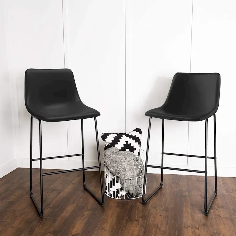 Tabourets de bar vintage BOSSIN en similicuir, 76 cm (30 pouces), lot de 2