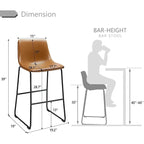 Tabourets de bar vintage BOSSIN en similicuir, 76 cm (30 pouces), lot de 2